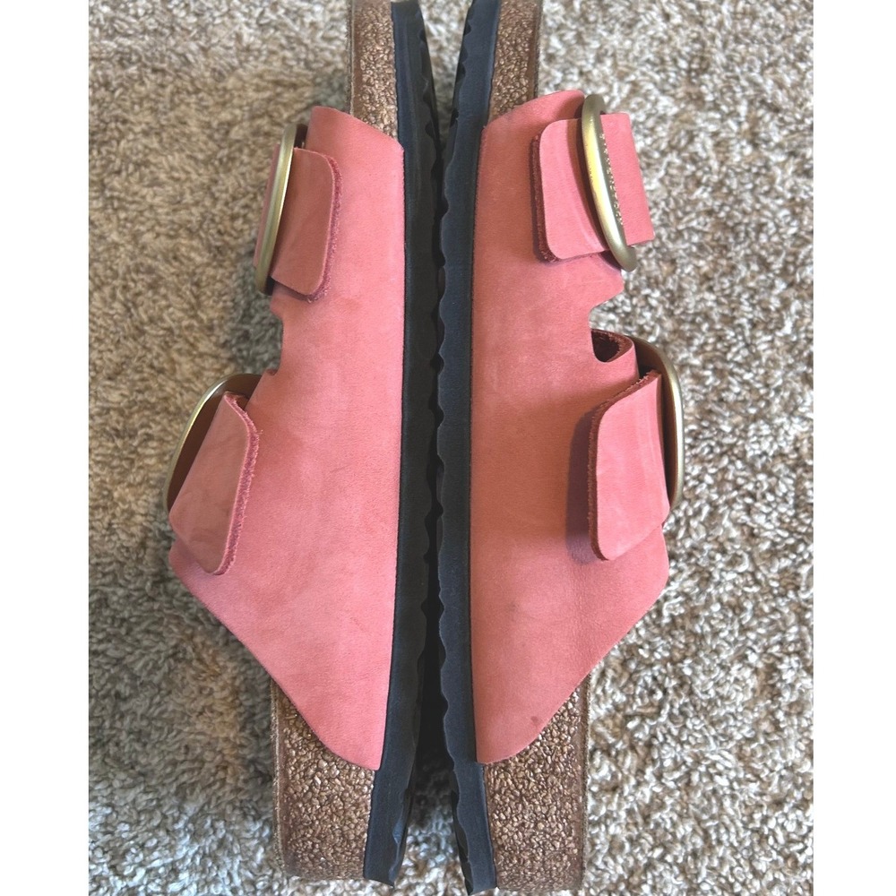 Birkenstock Arizona Big Buckle Coral Pink Nubuck Leather Sandals EU 42 L11 M9 - Picture 3 of 8
